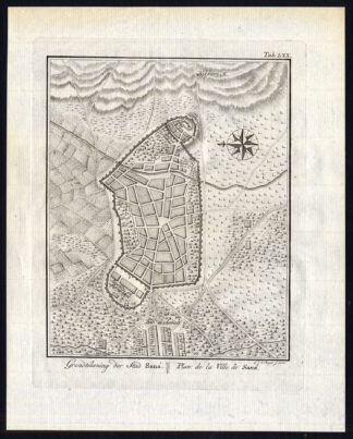 Antique Map-YEMEN-SANAA-PLAN-ARABIAN PENINSULA-Niebuhr-De Huyser-1776