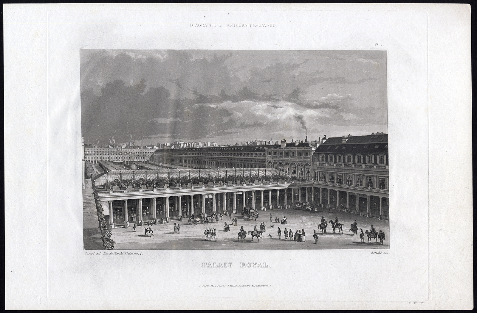 , Antique Print-Aquatint-PARIS-ROYAL PALACE-Salathe-Testard-1845, Pictura Antique Prints