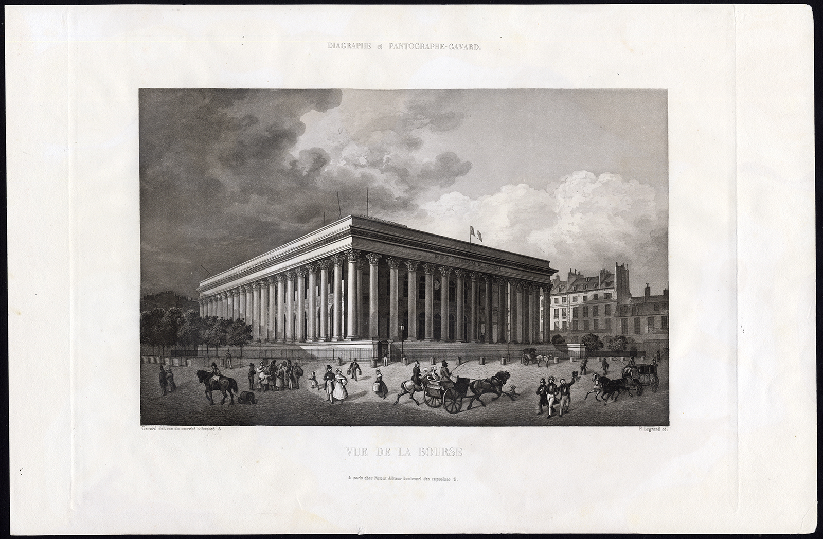 , Antique Print-Aquatint-PARIS-STOCK EXCHANGE-BRONGNIART-Salathe-Gavard-1845, Pictura Antique Prints