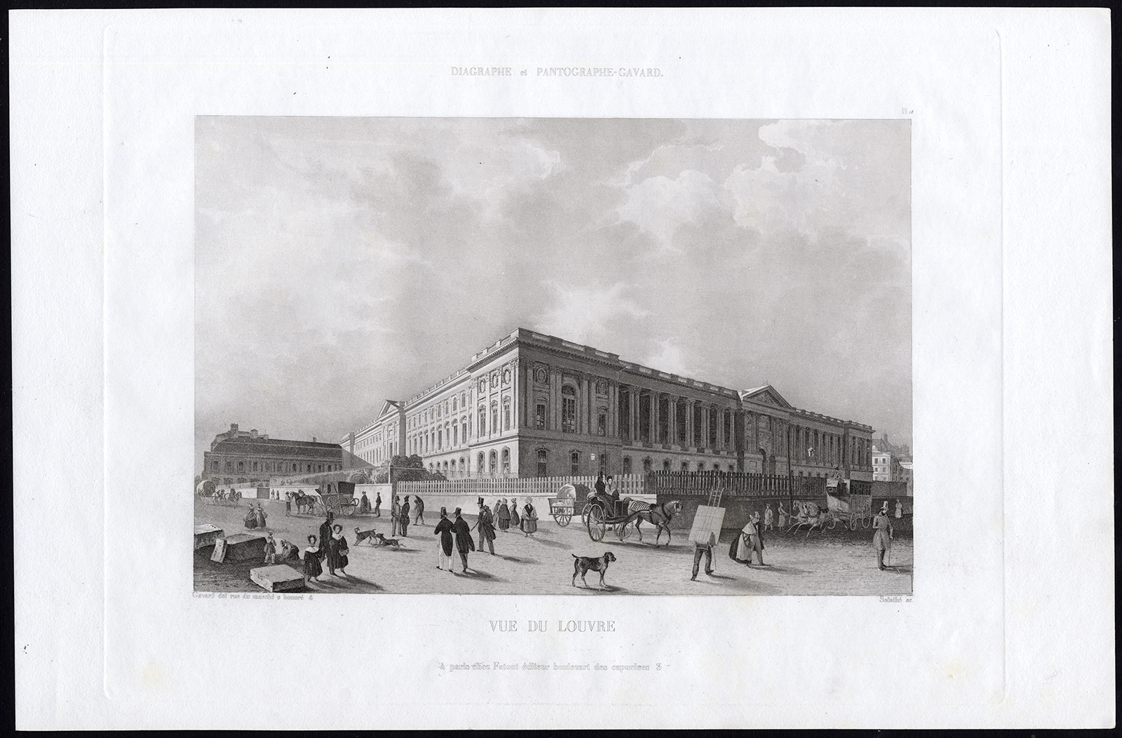 , Antique Print-Aquatint-PARIS-LOUVRE-PALACE-MUSEUM-Pl. 18-Salathe-Gavard-1845, Pictura Antique Prints
