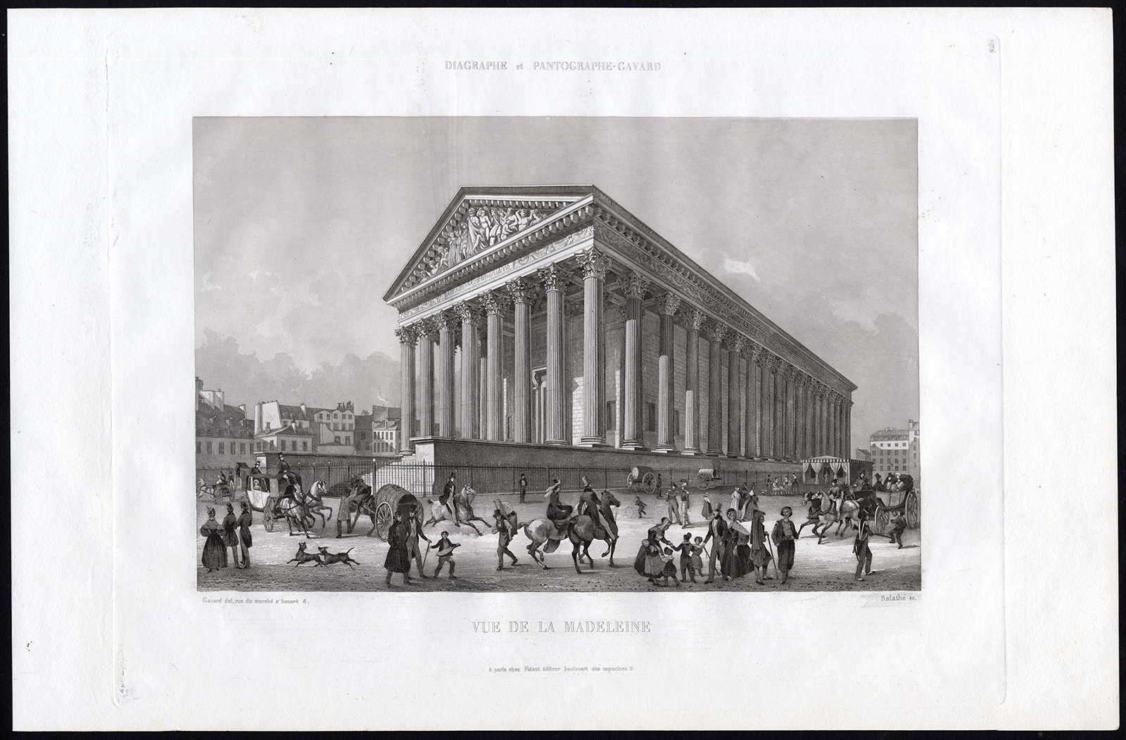 , Antique Print-Aquatint-PARIS-SAINTE MARIE MADELEINE-CHURCH-Salathe-Gavard-1845, Pictura Antique Prints