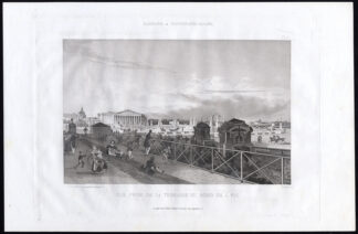 Antique Print-Aquatint-PARIS-QUAI-SEINE-RIVER-BRIDGE-Pl. 11-Salathe-Gavard-1845
