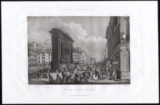Antique Print-Aquatint-PARIS-PORTE SAINT DENIS-GATE-Pl. 13-Berthoud-Gavard-1845