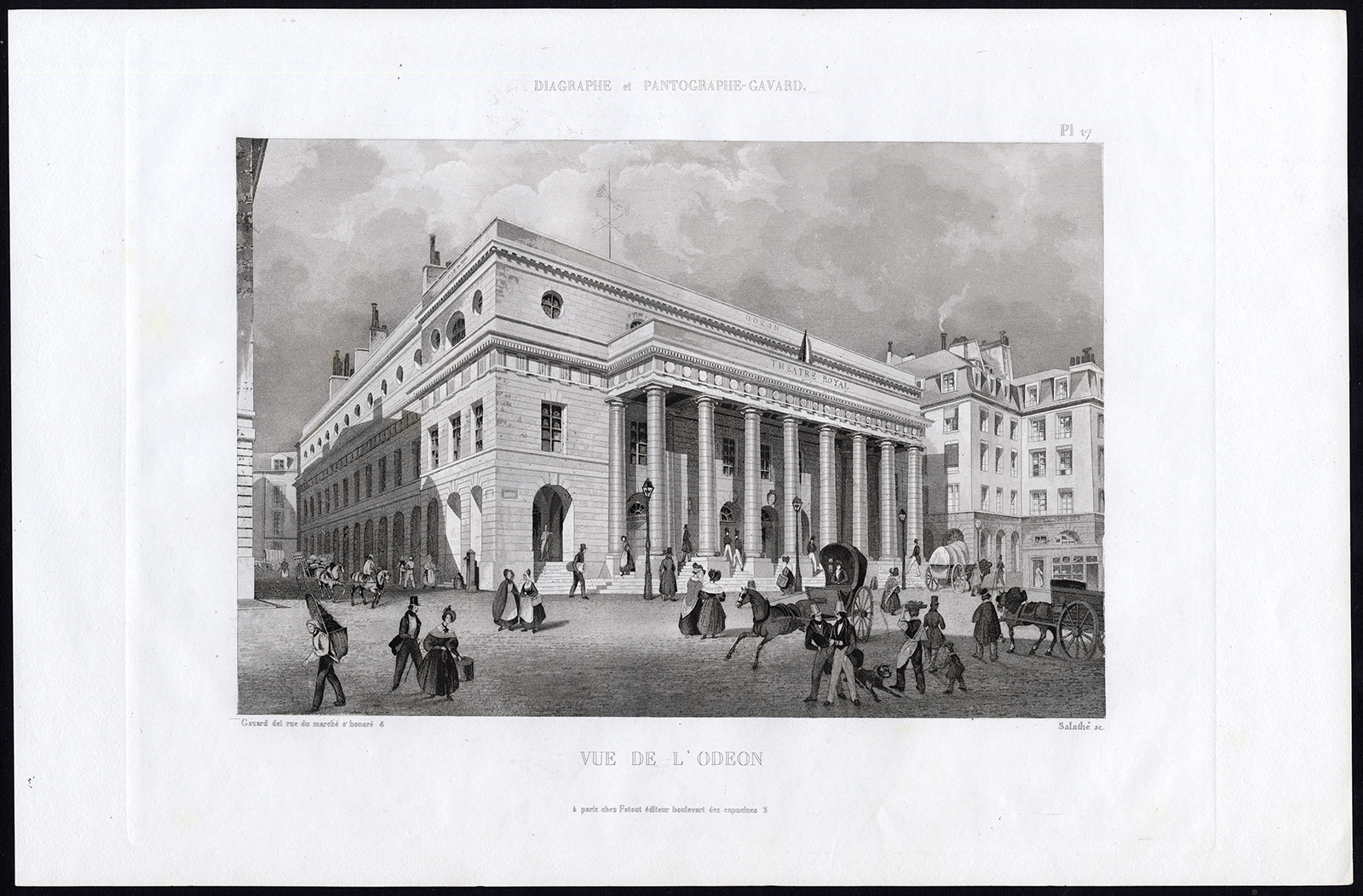 Ab3597 416x274 Antique Print-Aquatint-PARIS-ODEON-THEATRE-NATIONAL-Pl. 17-Salathe-Gavard-1845