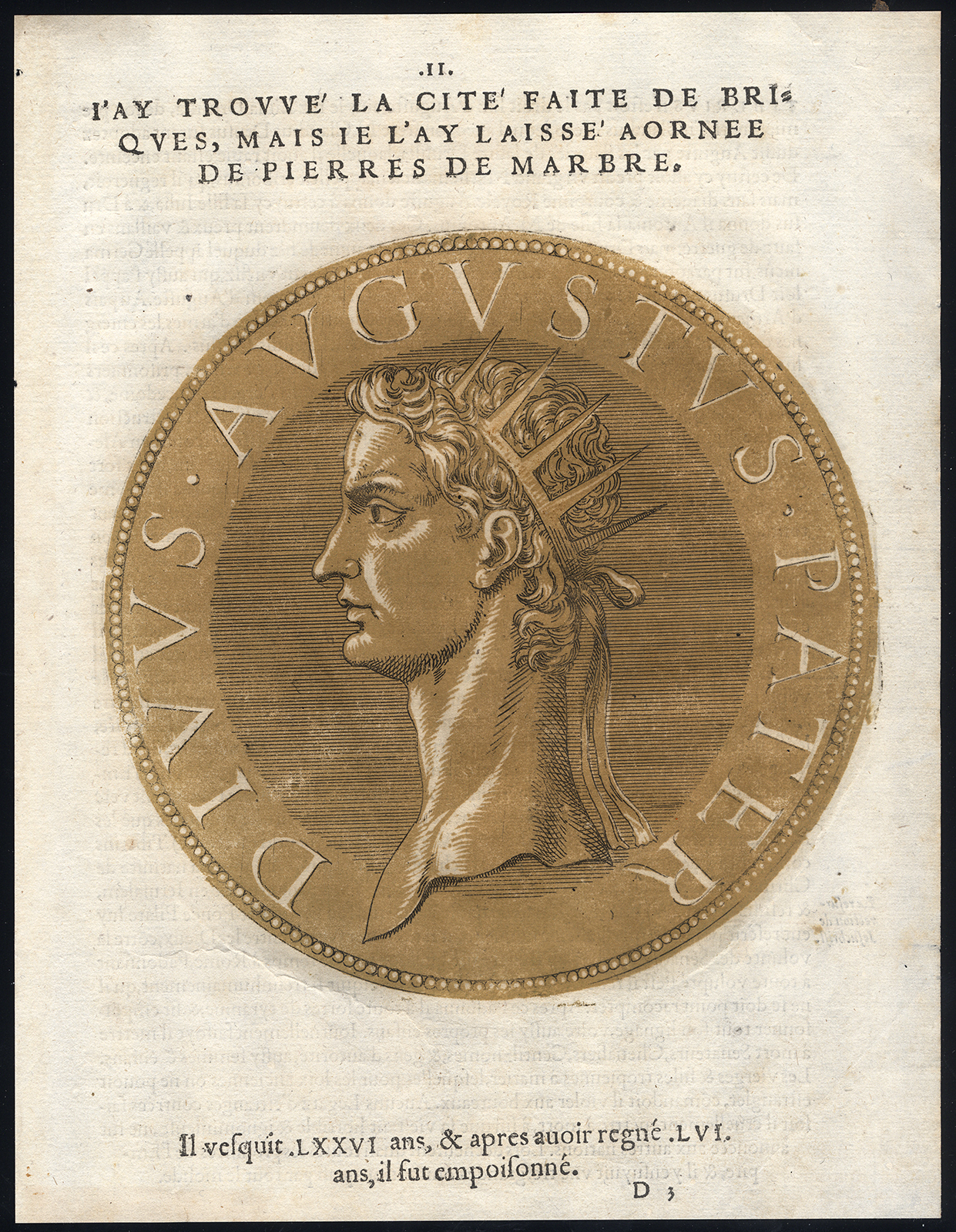 , Antique Portrait Print-AUGUSTUS-ROMAN EMPEROR-Jegher-Goltzius-1645, Pictura Antique Prints