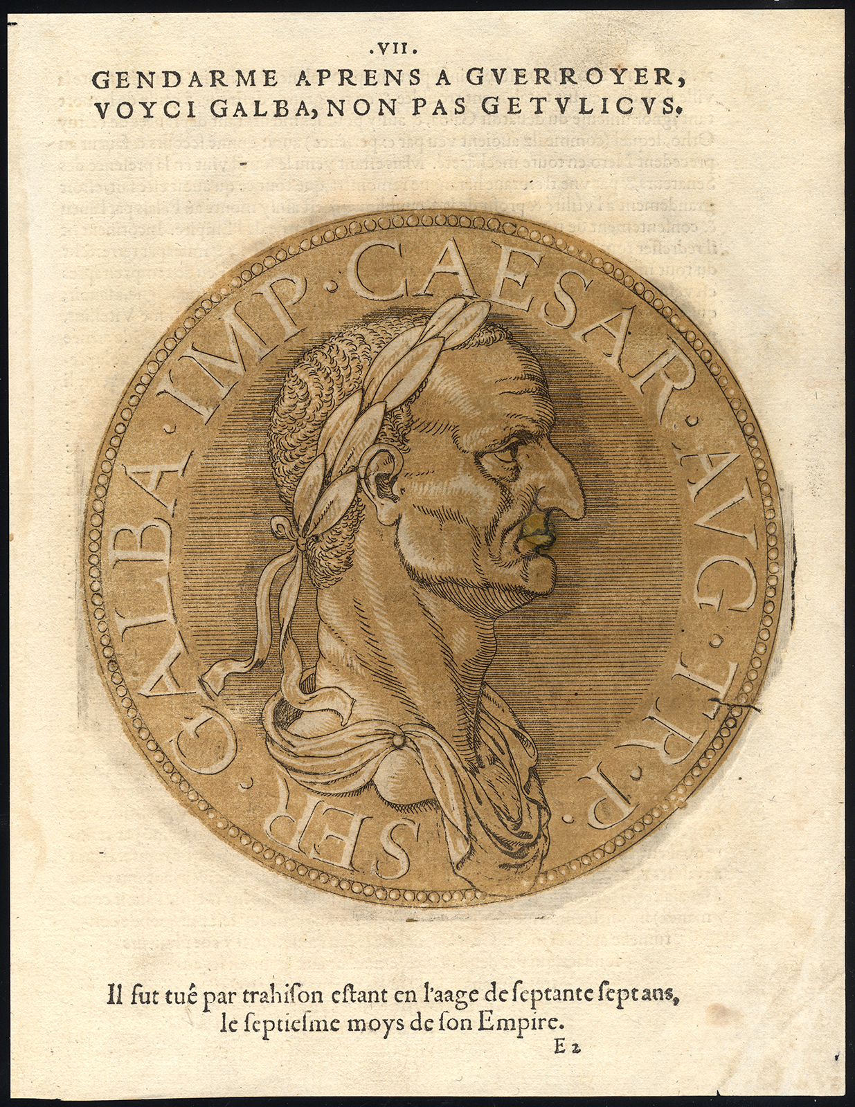 , Antique Portrait Print-GALBA-ROMAN EMPEROR-Jegher-Goltzius-1645, Pictura Antique Prints