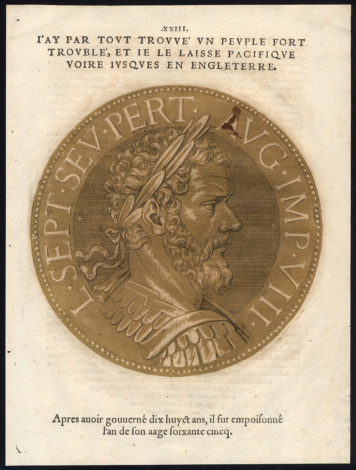 , Antique Portrait Print-SEPTIMUS SEVERUS-ROMAN EMPEROR-Jegher-Goltzius-1645, Pictura Antique Prints