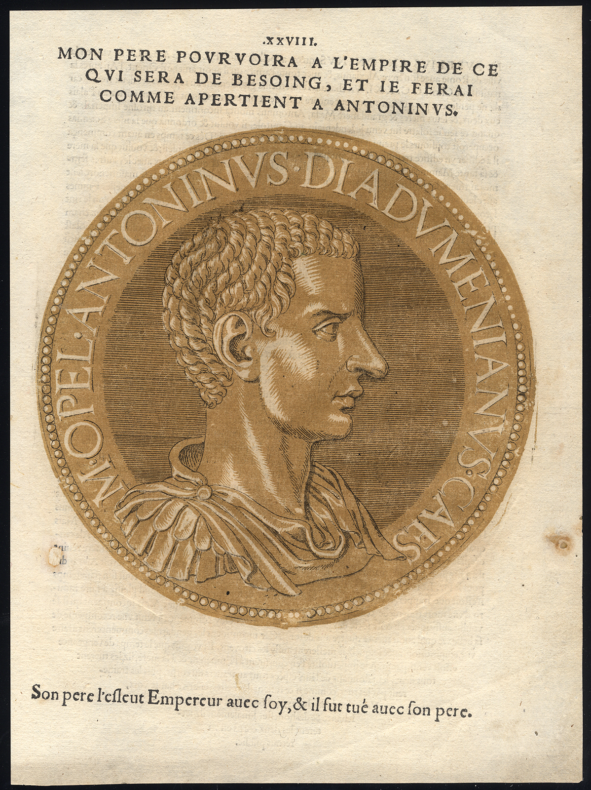 , Antique Portrait Print-DIADUMENIAN-ROMAN EMPEROR-Jegher-Goltzius-1645, Pictura Antique Prints