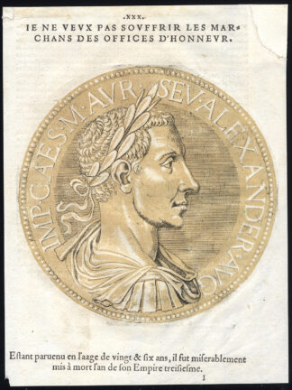 Antique Portrait Print-ALEXANDER SEVERUS-ROMAN EMPEROR-Jegher-Goltzius-1645