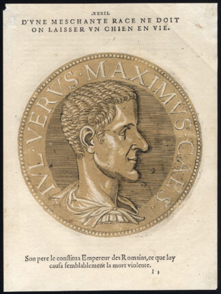 Antique Portrait Print-VERUS MAXIMUS-ROMAN EMPEROR-Jegher-Goltzius-1645