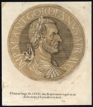 Antique Portrait Print-GORDIAN I-ROMAN EMPEROR-Jegher-Goltzius-1645