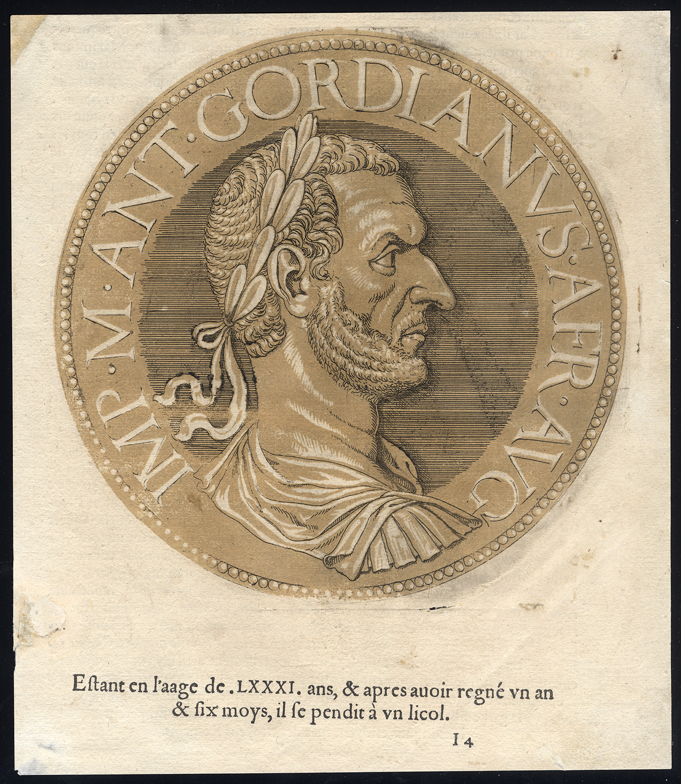 , Antique Portrait Print-GORDIAN I-ROMAN EMPEROR-Jegher-Goltzius-1645, Pictura Antique Prints