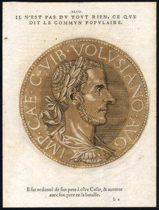 Antique Portrait Print-VOLUSIANUS-ROMAN EMPEROR-Jegher-Goltzius-1645
