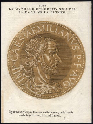 Antique Portrait Print-AEMILIANUS-ROMAN EMPEROR-Jegher-Goltzius-1645