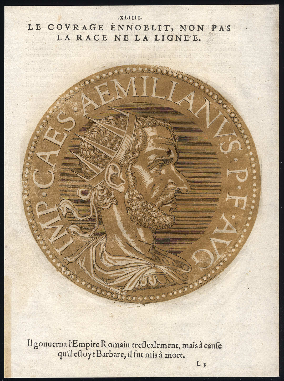 , Antique Portrait Print-AEMILIANUS-ROMAN EMPEROR-Jegher-Goltzius-1645, Pictura Antique Prints