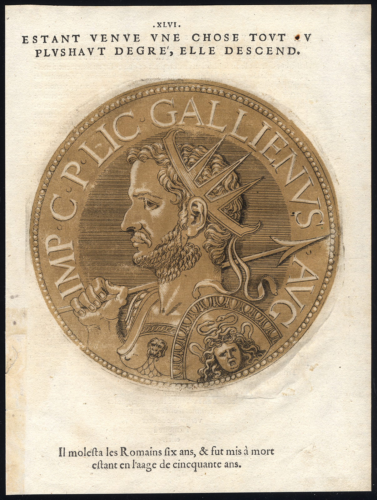 , Antique Portrait Print-GALLIENUS-ROMAN EMPEROR-Jegher-Goltzius-1645, Pictura Antique Prints