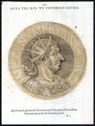 Antique Portrait Print-NUMERIAN-ROMAN EMPEROR-Jegher-Goltzius-1645