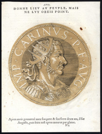 Antique Portrait Print-CARINUS-ROMAN EMPEROR-Jegher-Goltzius-1645