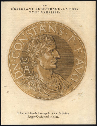 Antique Portrait Print-CONSTANS-ROMAN EMPEROR-Jegher-Goltzius-1645