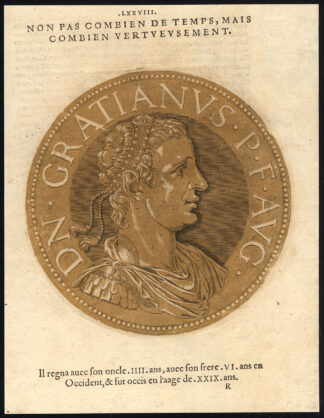Antique Portrait Print-GRATIAN-ROMAN EMPEROR-Jegher-Goltzius-1645