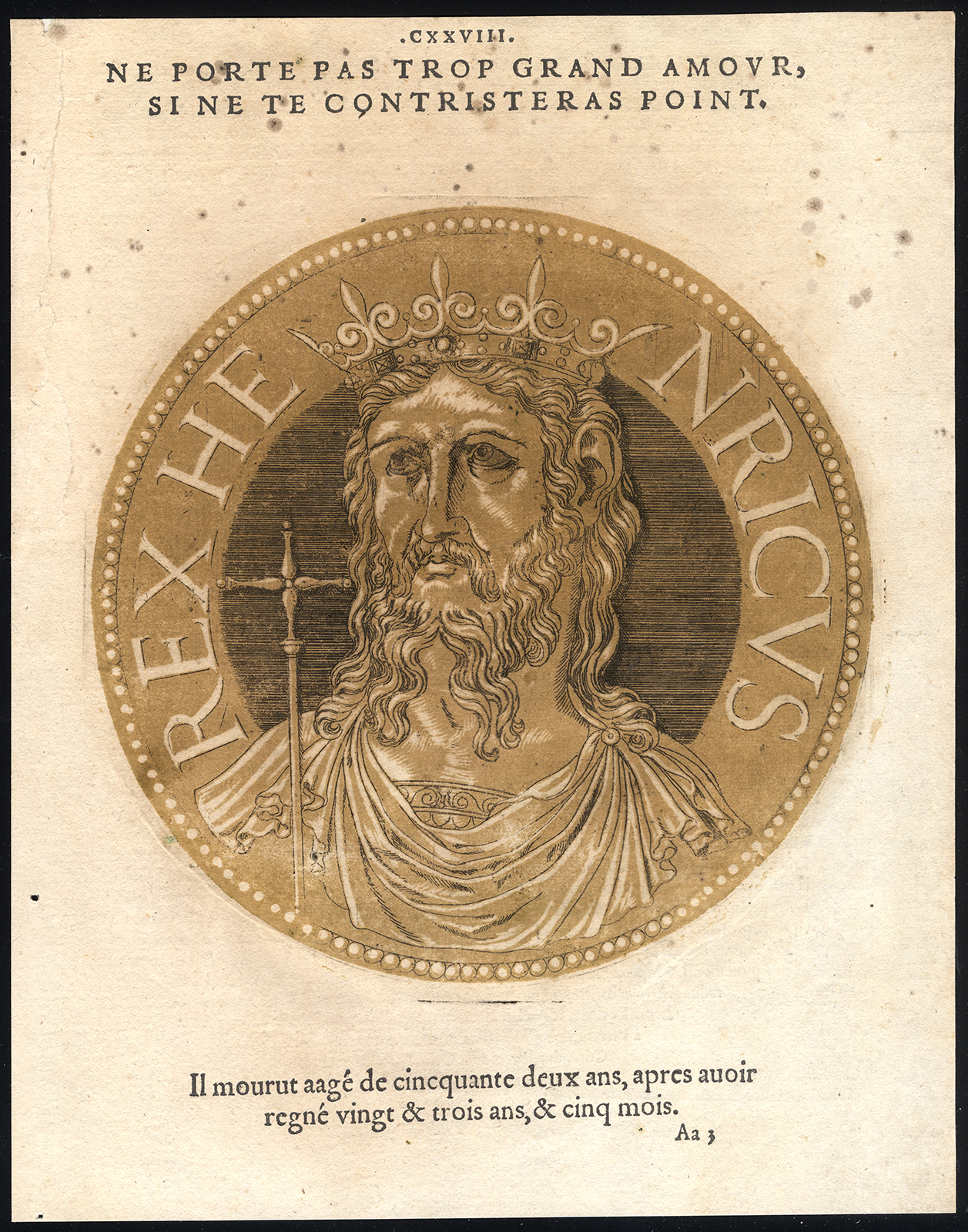 , Antique Portrait Print-HENRY II-HOLY ROMAN EMPIRE-Jegher-Goltzius-1645, Pictura Antique Prints