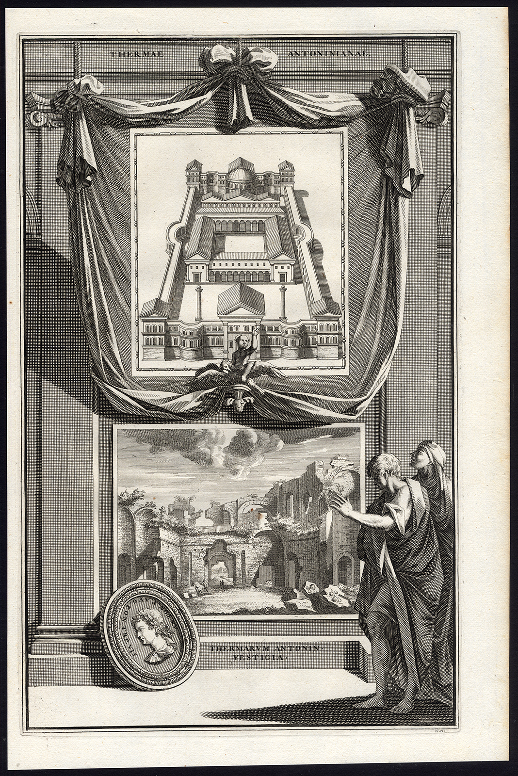 , Antique Print-THERMAL BATHS-ANTONIN-ROME-ITALY-Goeree-1704, Pictura Antique Prints