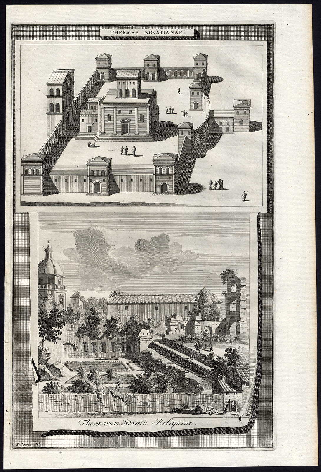 , Antique Print-THERMAL BATHS-ROME-NOVITIAN-ITALY-Goeree-1704, Pictura Antique Prints