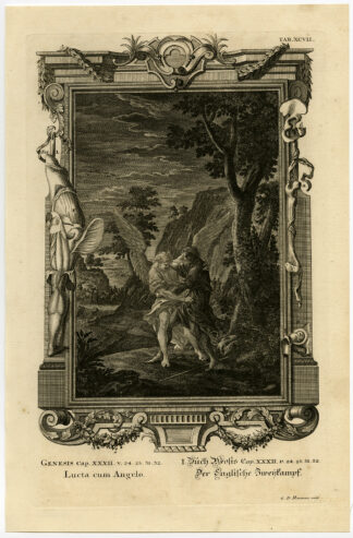 Antique Print-JACOB-FIGHT-ANGEL-GENESIS-Scheuchzer-Fussli-1731