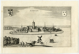 Antique Print-VIEW-COAT OF ARMS-LANNOY-FRANCE-Blaeu-1649