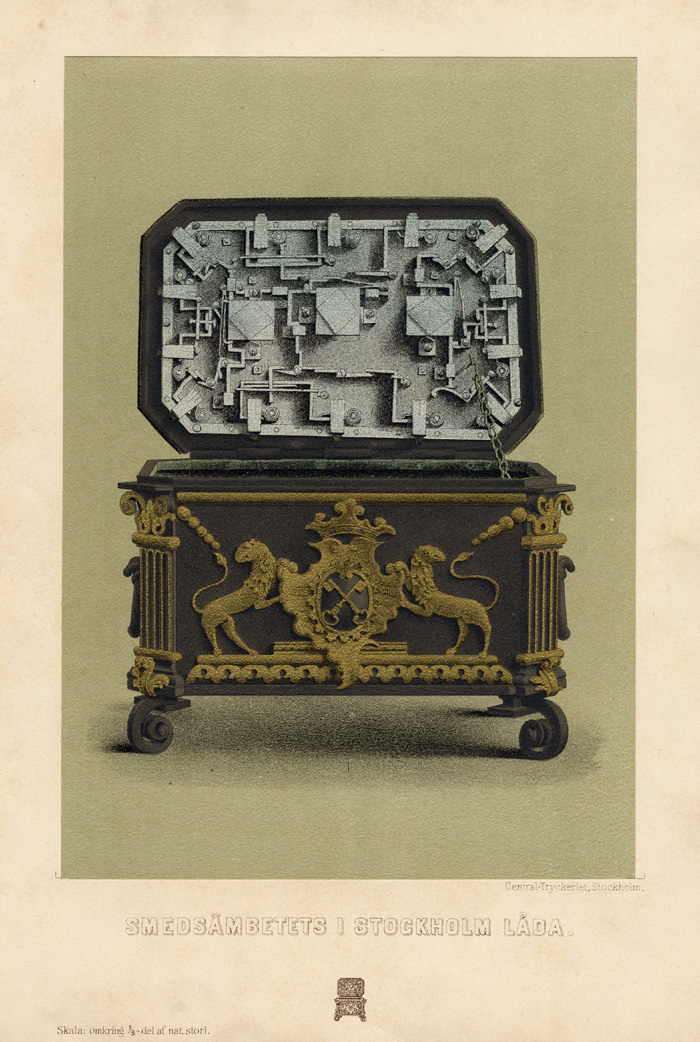 Bb00386 416x619 Antique Print-ORNAMENT-LION-KEY-SWEDEN-Hazelius-1885