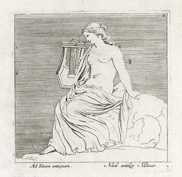, Antique Print-SCULPTURE-GRECO ROMAN-LYRE-Kilian-1782, Pictura Antique Prints