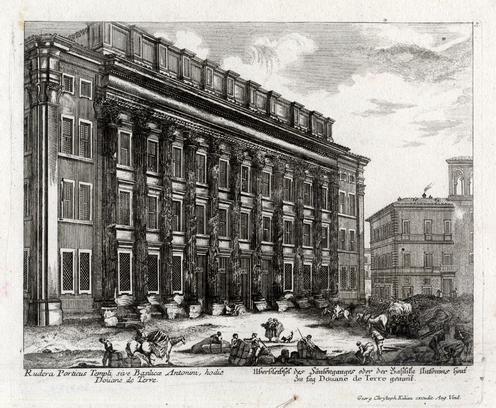 , Antique Print-BASILICA-ANTONINI-ITALY-ROME-Kilian-1782, Pictura Antique Prints