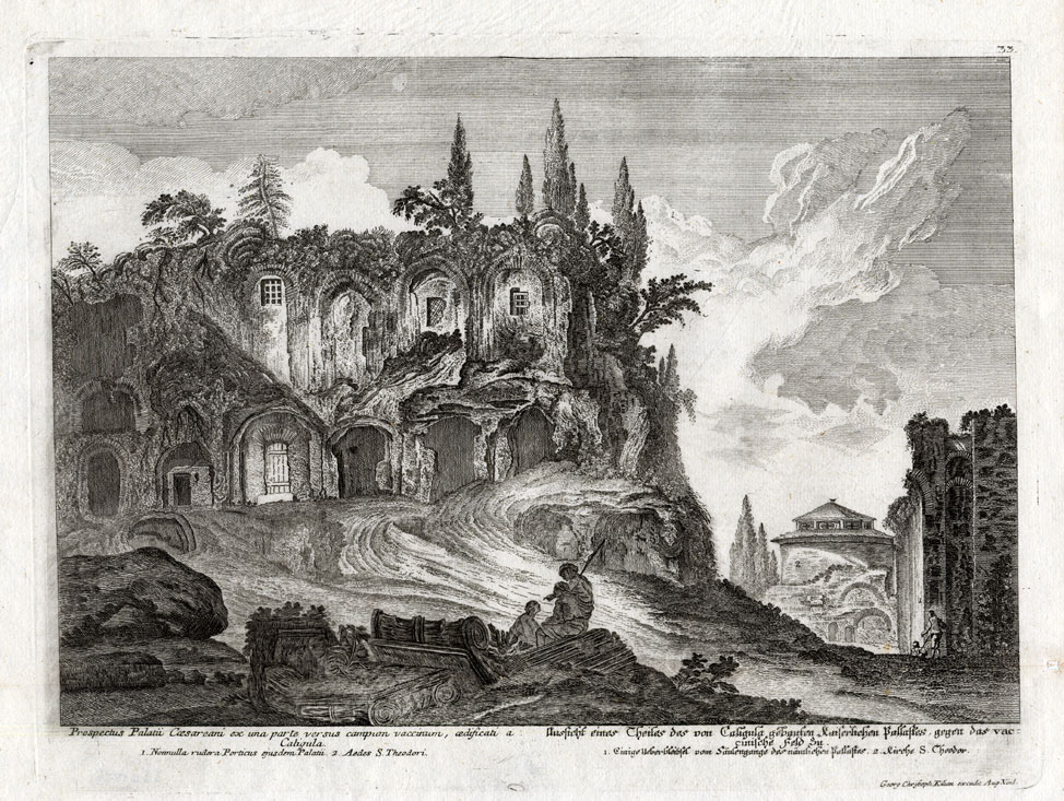 , Antique Print-CALIGULA-PALACE-ITALY-ROME-Kilian-1782, Pictura Antique Prints