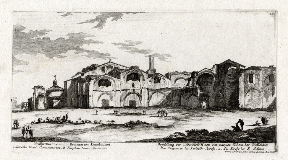 , Antique Print-BATHS-DIOCLETIAN-ITALY-ROME-Kilian-1782, Pictura Antique Prints