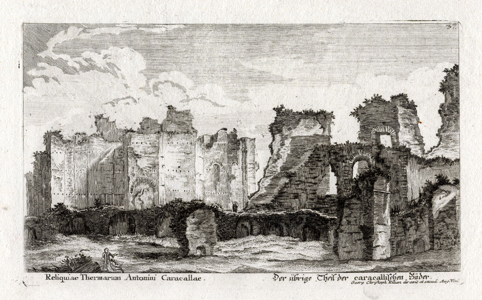 , Antique Print-BATHS-CARACALLA-ITALY-ROME-Kilian-1782, Pictura Antique Prints