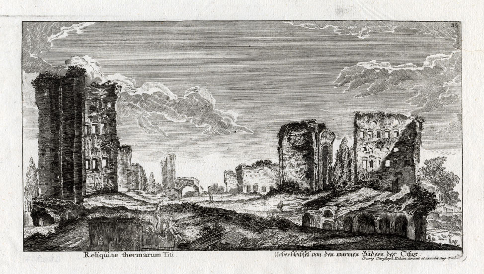 , Antique Print-BATHS-TITUS-THERMA-ITALY-ROME-Kilian-1782, Pictura Antique Prints