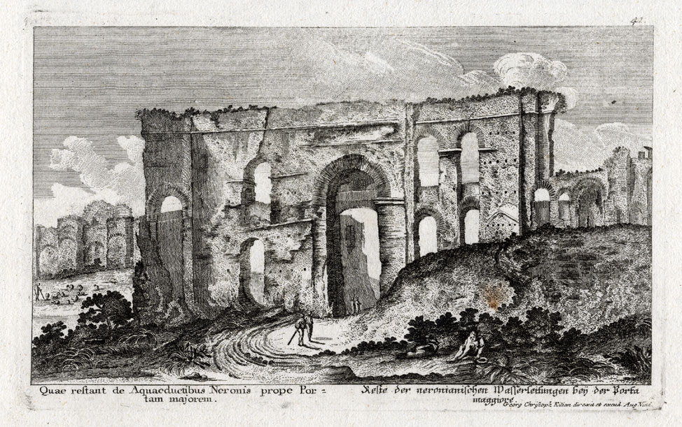 , Antique Print-AQUADUCT-NERO-ITALY-ROME-Kilian-1782, Pictura Antique Prints