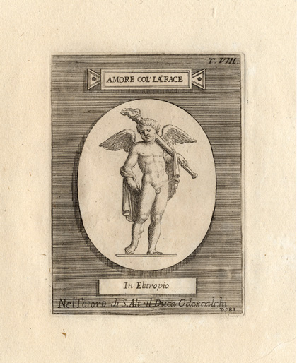 , Antique Print-CUPID-AMOR-ROMAN DEITY-Bartoli-1751, Pictura Antique Prints
