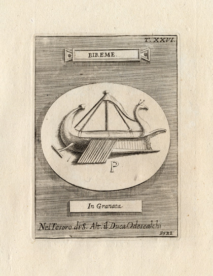 , Antique Print-BIREME-SHIP-PHOENICIANS-Bartoli-1751, Pictura Antique Prints