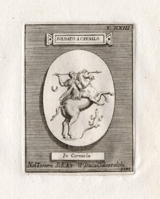 Antique Print-SOLDIER-HORSE-CROCODILE-Bartoli-1751