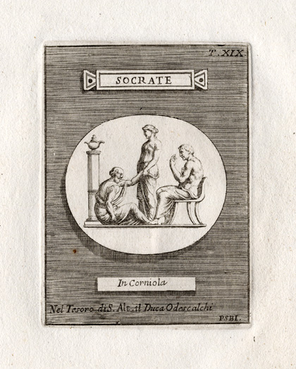 , Antique Print-SOCRATES-GREECE-PHILOSOPHY-Bartoli-1751, Pictura Antique Prints