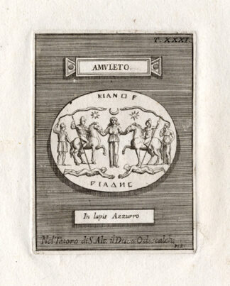 Antique Print-AMULET-DIANA-MOON-SNAKE-Bartoli-1751