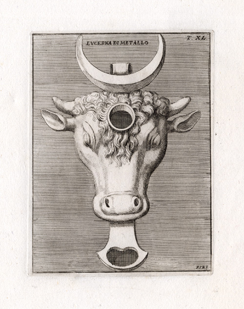 , Antique Print-BULL-ROMAN ART-LAMP-Bartoli-1751, Pictura Antique Prints