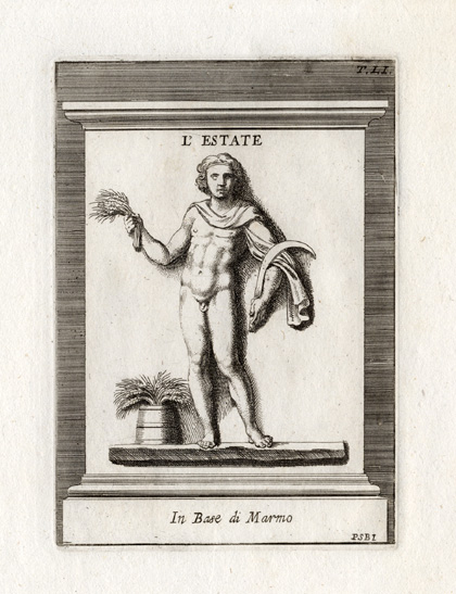 , Antique Print-SUMMER-SEASON-ROMAN ART-Bartoli-1751, Pictura Antique Prints