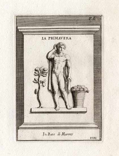 , Antique Print-SPRING-SEASON-ROMAN ART-Bartoli-1751, Pictura Antique Prints