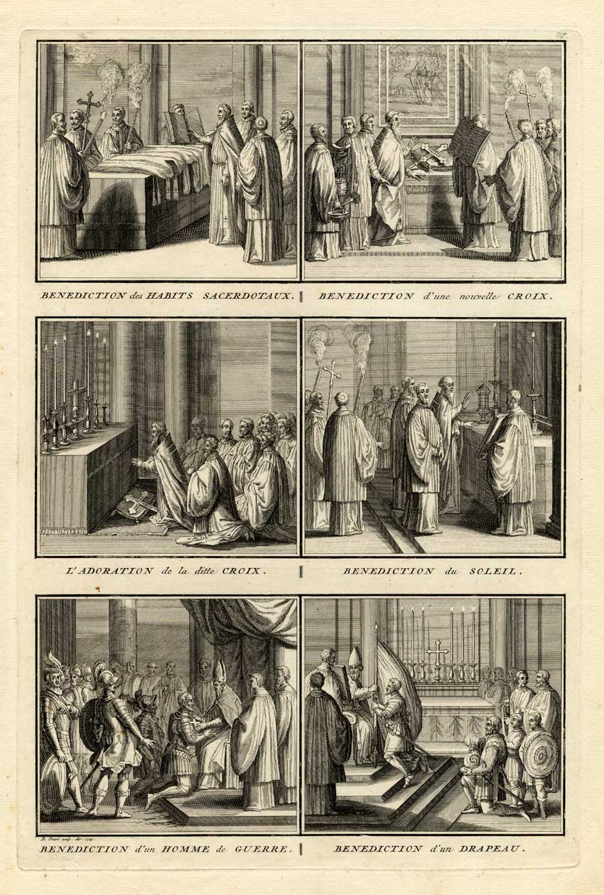 , Antique Print-BENEDICTION-CATHOLIC-POPE-Picart-1727, Pictura Antique Prints