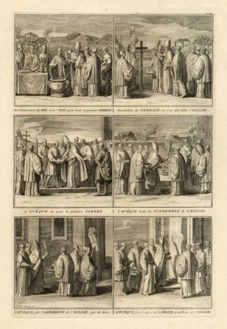 Antique Print-BISHOP-ROMAN CATHOLIC-BISHOP-BLESS-SIGN-CROSS-Pl. 28-Picart-1727