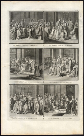 Antique Print-TONSURE-ROMAN CATHOLIC-POPE-Picart-1727