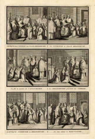 Antique Print-BISHOP-ROMAN CATHOLIC-INITIATE-NUN-Pl. 57-Picart-1727