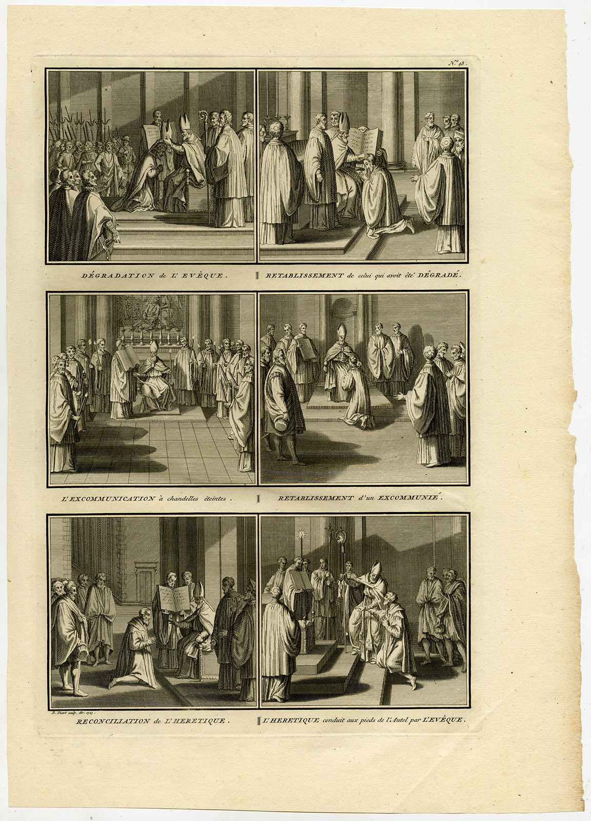 , Antique Print-BISHOP-ROMAN CATHOLIC-DEGRADE-BISHOP-REINSTATE-Picart-1727, Pictura Antique Prints